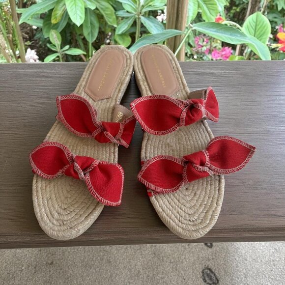 LOEFLLER RANDALL Red Bow Espadrille Sandals Size 41/11 - Picture 1 of 10